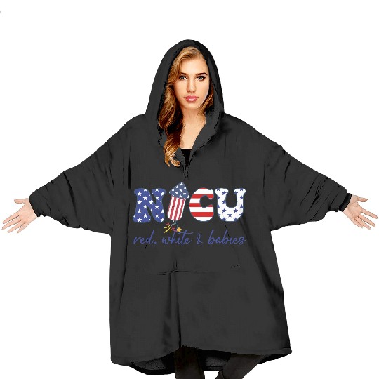 NICU Patriotic Red White Babies Blanket Hoodies