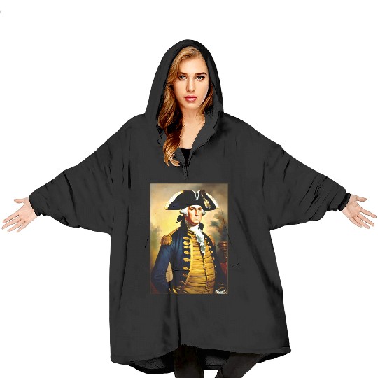 George Washington in revolutionary bttlefield a Blanket Hoodies
