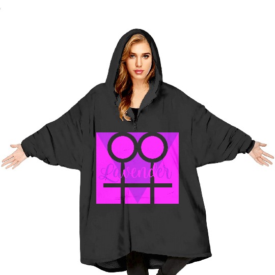 Women Symbol with Lavender Triangle Blanket Hoodies