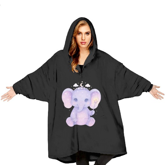 Celestial Baby Elephant Magical Nursery Girl Art Blanket Hoodies