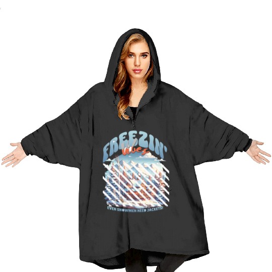 freezing vibes 01 Blanket Hoodies