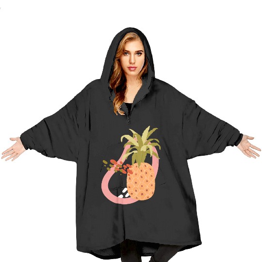 summer time tropical fruit Realistic Pineapple Blanket Hoodies