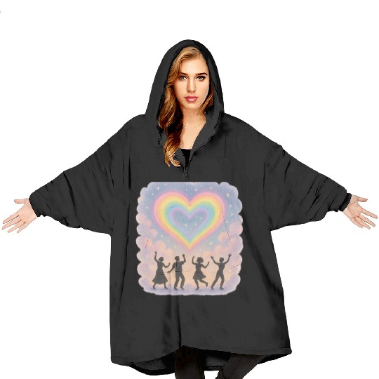 20250702 1417 Rainbow Heart Dance simple compos Blanket Hoodies