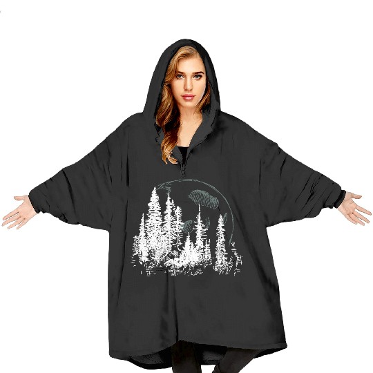 Forest Moon – Lunar Light in the Wilderness Blanket Hoodies