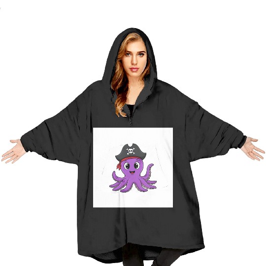 Friendly Octopus Pirate Blanket Hoodies -Cute Ocean Animal