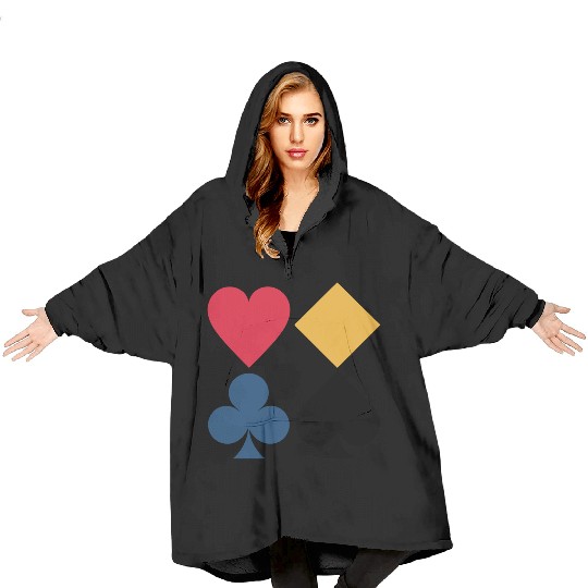 Classic Card Suits Blanket Hoodies