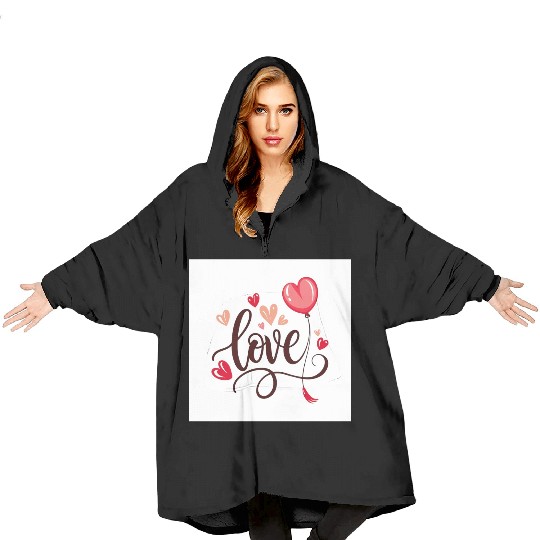 heart shaped balloon with word love Blanket Hoodies