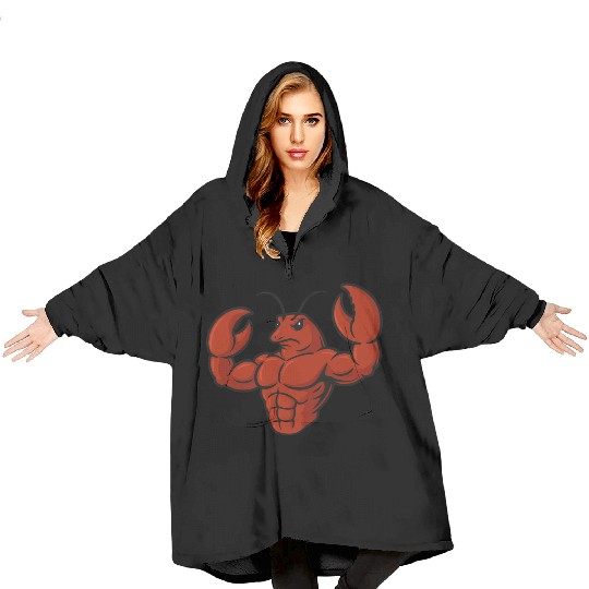 Crab lobster fitness workout cartoon strong biceps Blanket Hoodies