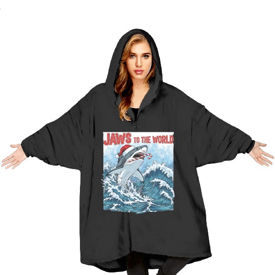Jaws to the World – Christmastime Shark Attack Blanket Hoodies