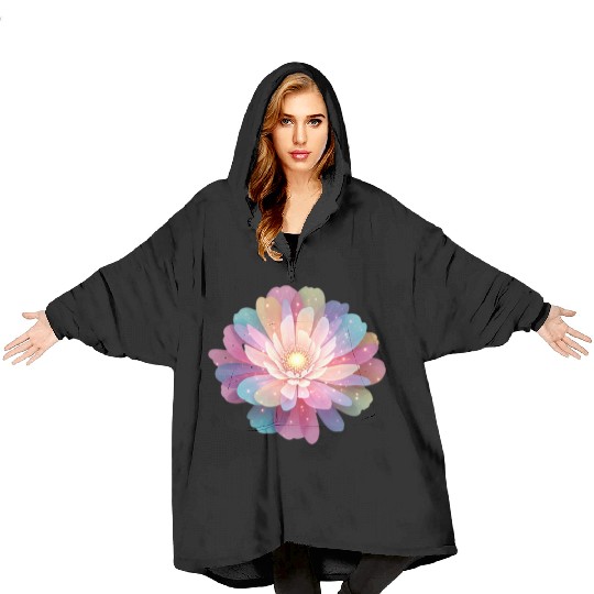 Ethereal Lotus Bloom Digital Art Blanket Hoodies