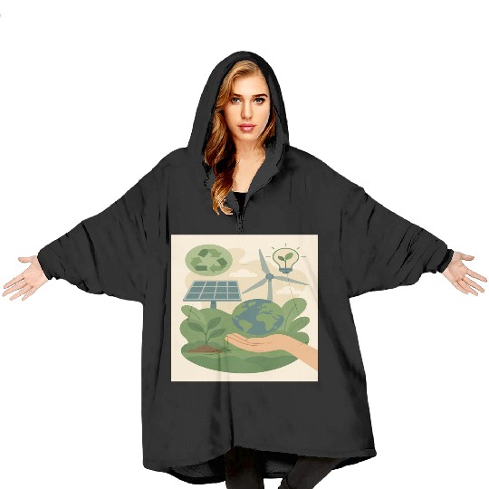 Eco-Friendly Earth Conservation Design Blanket Hoodies