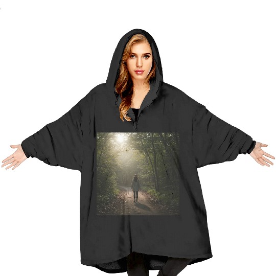 Enchanted Forest Path Illustration Blanket Hoodies