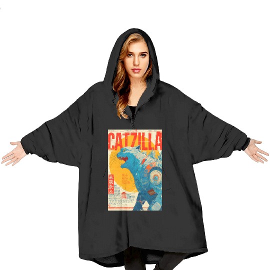 Catzilla Retro Movie Poster Blanket Hoodies