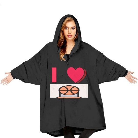 I LOVE BASKETBALL #2 Blanket Hoodies