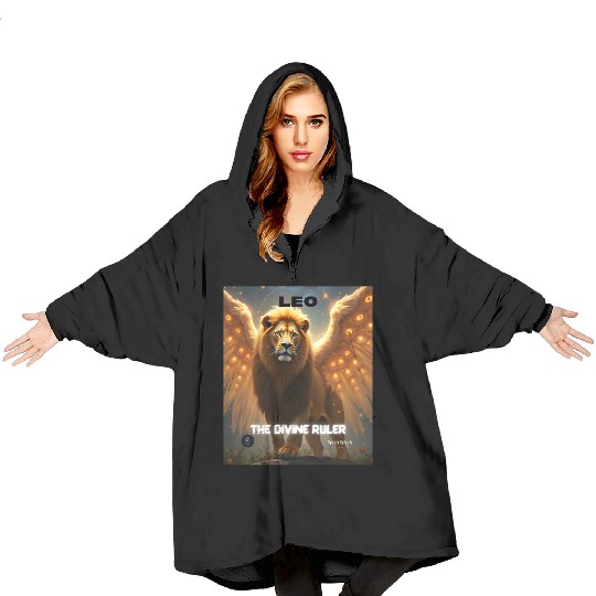 Leo the Divine Ruler with Angel Wings Blanket Hoodies