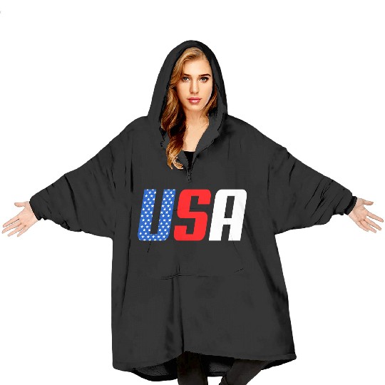Stars and Stripes USA Flag Design Blanket Hoodies
