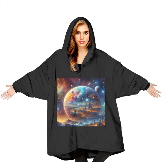 Futuristic Sci-FI Fantasy with Alien Planet Blanket Hoodies