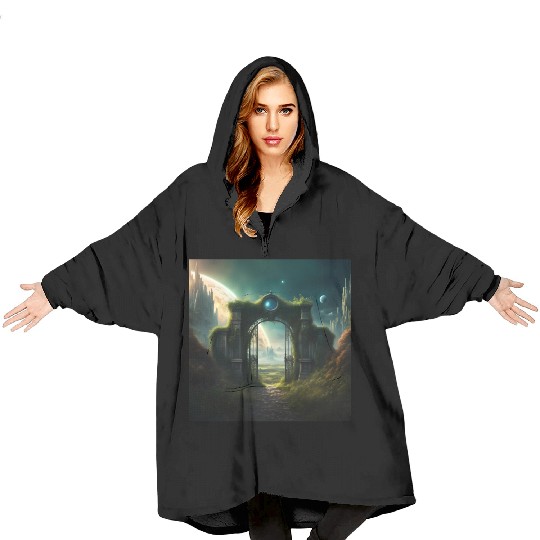 Mystical Portal to an Alien World / Planet Gate Blanket Hoodies