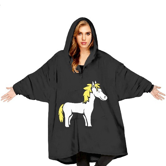 Horse Sweet Pony Foal Horse Girl Cute Comic Fun Blanket Hoodies
