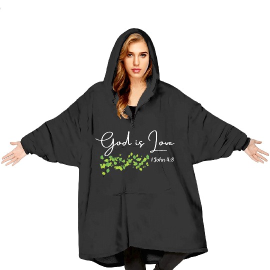 God is Love Biblical Leaf Design Blanket Hoodies