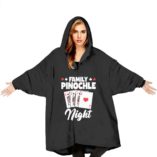 Family Pinochle Night Melding Card Game Blanket Hoodies