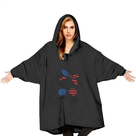 Patriotic American Vibes Illustration Blanket Hoodies