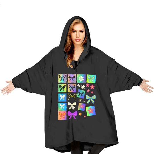 Pastel Aesthetic Stam Y2K Cute Girly Coquette Bow Blanket Hoodies