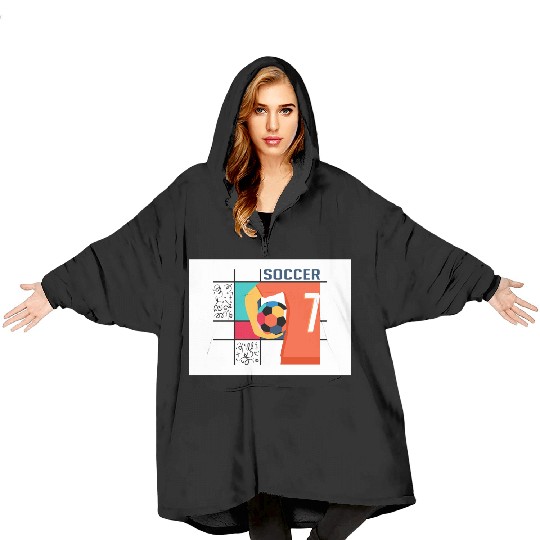 Soccer Player with Ball Graphic Blanket Hoodies