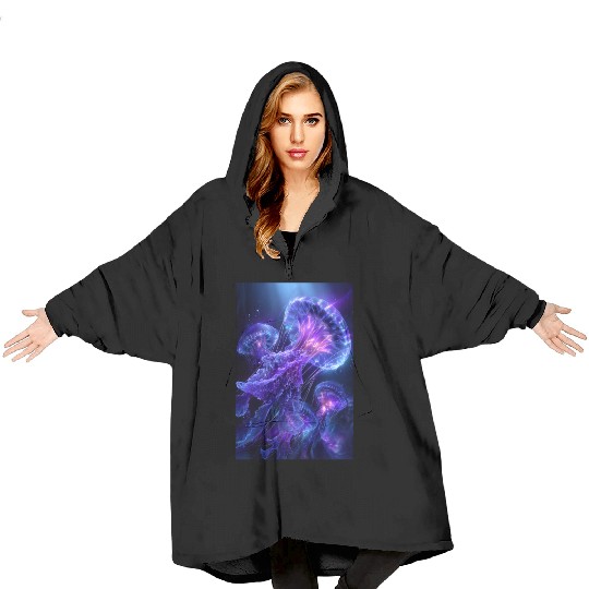 Neon Glow Jellyfish Blanket Hoodies