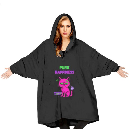 Neon Grumpy Cat – Pure Happiness Graphic Blanket Hoodies