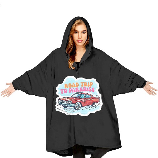 Vintage Classic Car Road Trip Design Blanket Hoodies