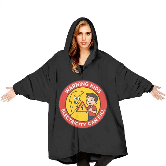 Warning Kids Electricity Safety Badge Blanket Hoodies