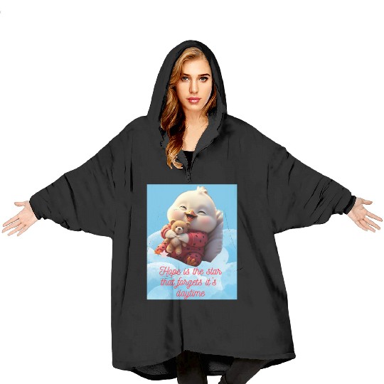 Whimsical Baby Duck with Teddy Bear Blanket Hoodies