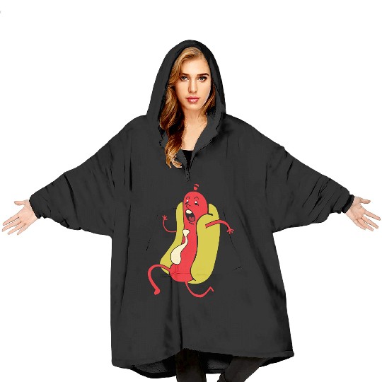 Hot Dog Animated and Playful Character Blanket Hoodies