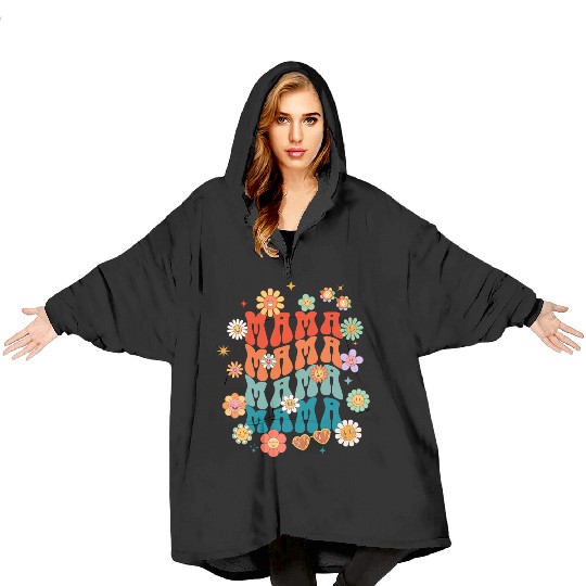 Retro Flower Smile Typography Design Blanket Hoodies