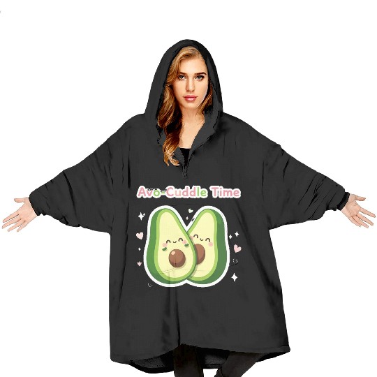 Cute Avocado Cuddle Design Blanket Hoodies