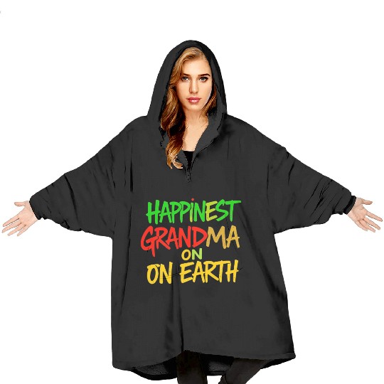 Happiest Grandma on Earth Colorful Design Blanket Hoodies