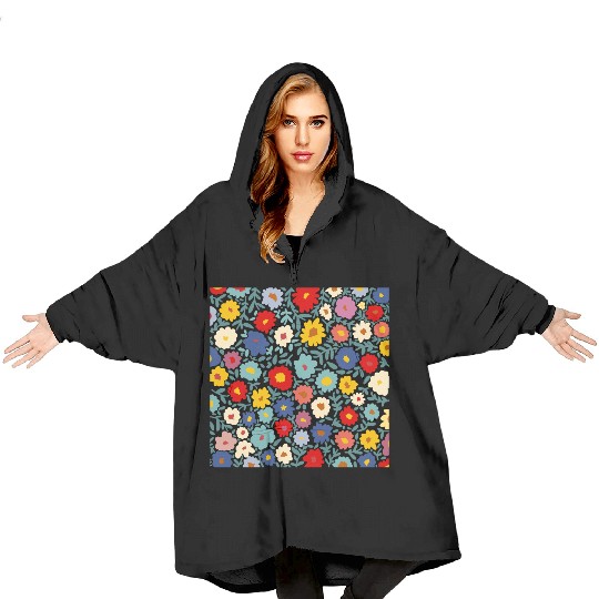 Colorful Floral Pattern for Spring Wear Blanket Hoodies