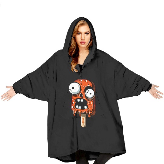 ice cream zombie 02 Orange grunge sour scream Pop Blanket Hoodies