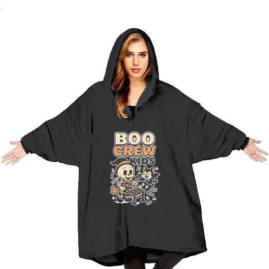 Halloween Skeleton and Bat Kids Blanket Hoodies