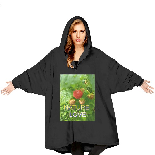 Vivid Raspberry and Greenery Nature Design Blanket Hoodies