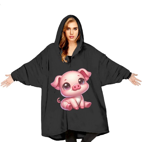 Cute piglet cartoon farm kawaii agriculture farmer Blanket Hoodies