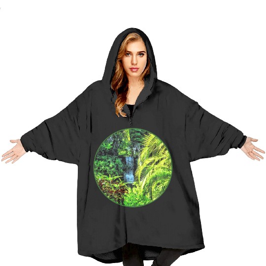 Bahamas - Tropical Waterfall Blanket Hoodies