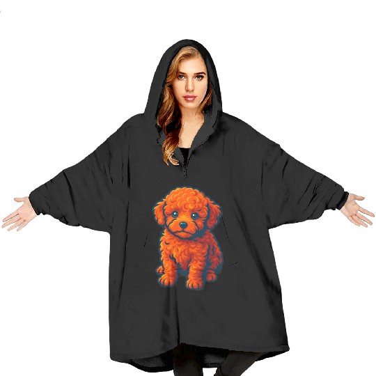 Cute Poodle Dog  Illustration Blanket Hoodies
