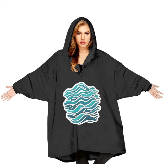 Abstract Ocean Wave Pattern Blanket Hoodies