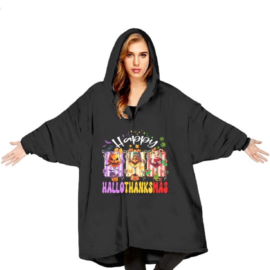 Colorful Halloween Thanksgiving Celebration Blanket Hoodies