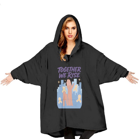 Together We Rise │ Childhood Cancer Awareness	 Blanket Hoodies