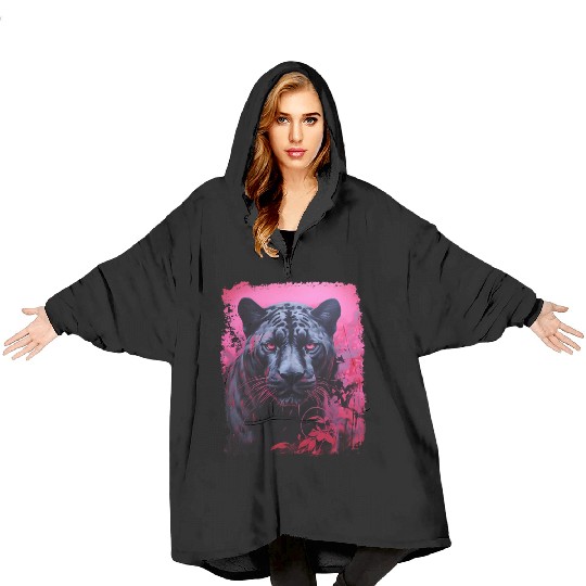 Pink Pop Art Black Panther  Blanket Hoodies