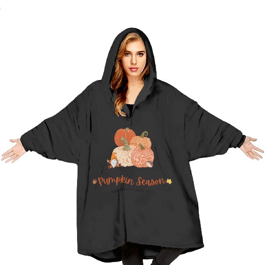 Autumn Pumpkin Harvest Illustration Blanket Hoodies