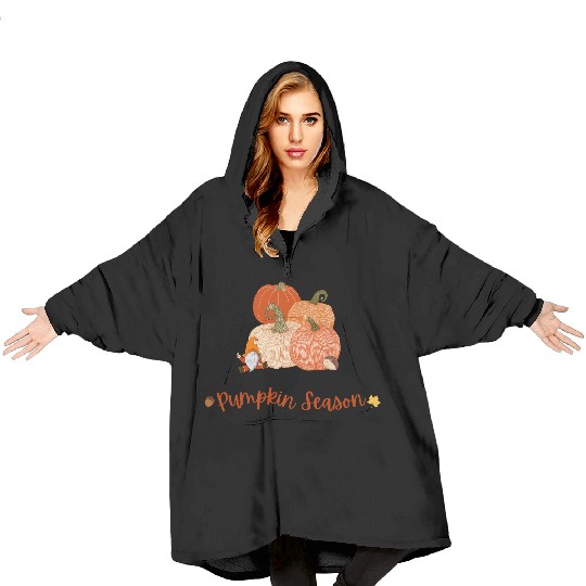 Autumn Pumpkin Harvest Illustration Blanket Hoodies